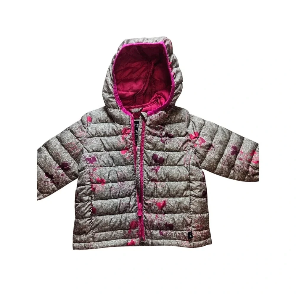 Baby Gap Disney Minnie Mouse ColdControl Puffer Jacket Gray Pink 6-12 Months